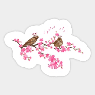 Royal Sakura Birds Sticker